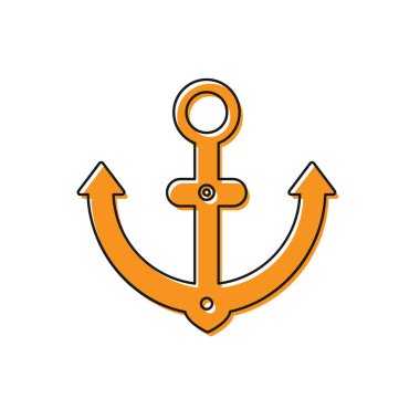 Turuncu Anchor simgesi beyaz arkaplanda izole edildi. Vektör İllüstrasyonu