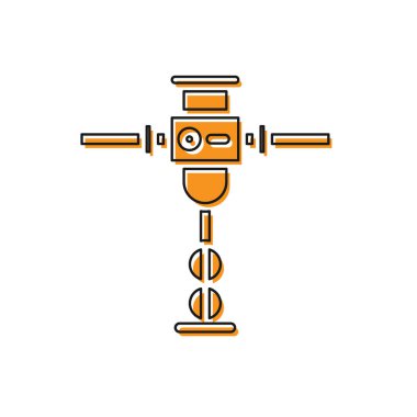 Orange İnşaat matkap ikonu beyaz arka planda izole edildi. Vektör İllüstrasyonu