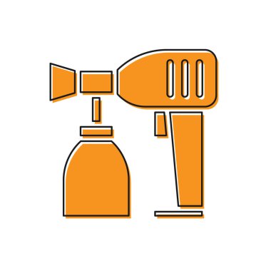 Beyaz arka planda izole edilmiş turuncu boya sprey tabancası ikonu. Vektör İllüstrasyonu