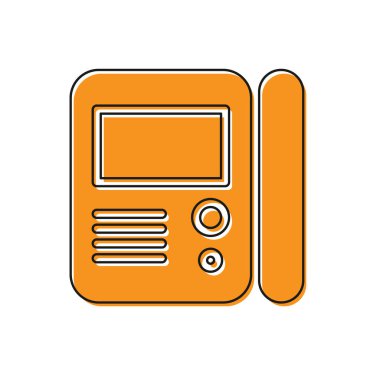 Turuncu Ev dahili iletişim sistemi simgesi beyaz arkaplanda izole edildi. Vektör İllüstrasyonu