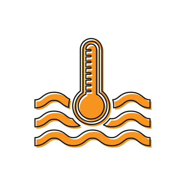 Termómetro de agua naranja que mide el calor y el icono frío aislado sobre fondo blanco. Equipo de termómetro que muestra clima caliente o frío. Ilustración vectorial — Archivo Imágenes Vectoriales