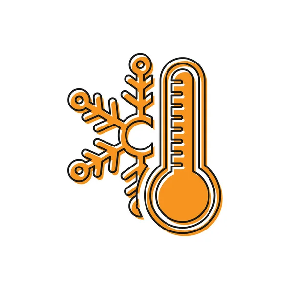 Thermomètre orange avec icône de flocon de neige isolé sur fond blanc. Illustration vectorielle — Image vectorielle