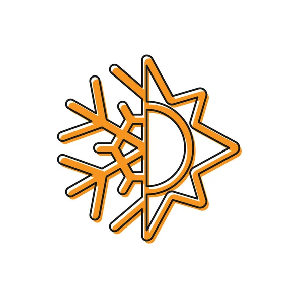 Orange varm och kall symbol. Sol och snowflake ikon isolerad på vit bakgrund. Vinter-och sommar symbol. Vektor illustration — Stock vektor