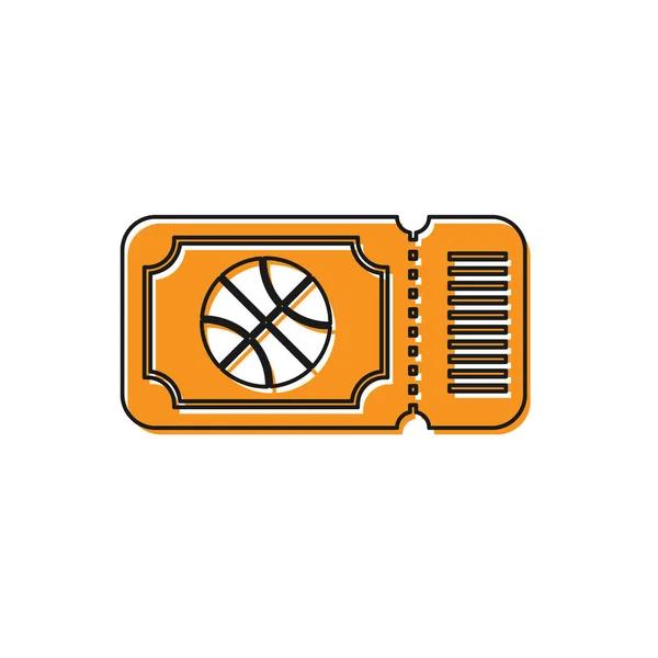 Πορτοκαλί Μπάσκετ παιχνίδι εικονίδιο εισιτηρίων απομονώνονται σε λευκό φόντο. Εικονογράφηση διανύσματος — Διανυσματικό Αρχείο
