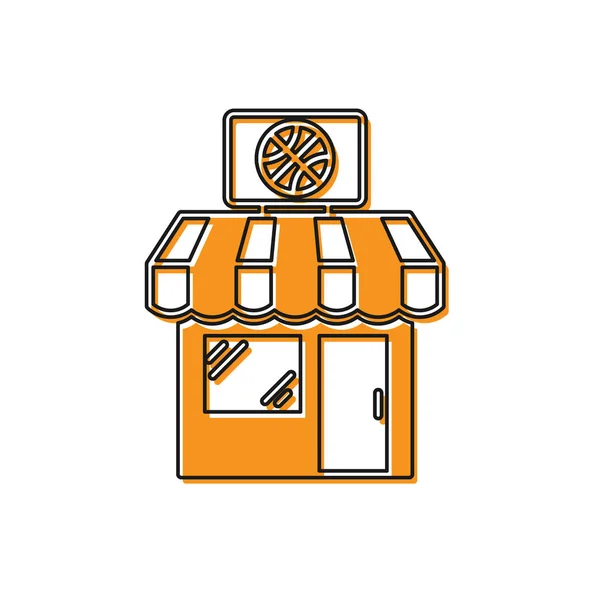Orangefarbenes Sportgeschäft und Basketballsymbol isoliert auf weißem Hintergrund. Sportgeschäft. Vektorillustration — Stockvektor