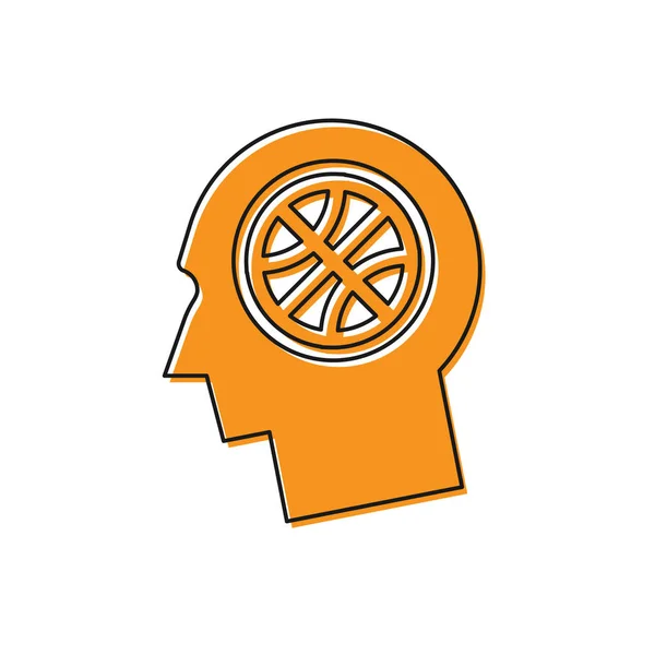 Pensieri arancioni su un'icona di basket isolata su sfondo bianco. Illustrazione vettoriale — Vettoriale Stock