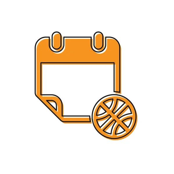 Orange Basketball auf Sportkalender Symbol isoliert auf weißem Hintergrund. Vektorillustration — Stockvektor