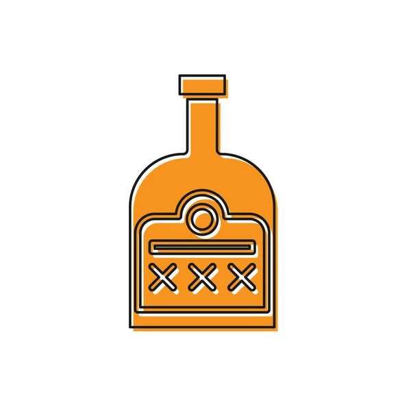 Помаранчевий алкогольний напій значок пляшки рому ізольований на білому тлі. Векторна ілюстрація — стоковий вектор