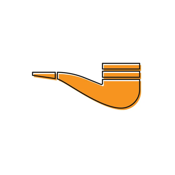 Pipa fumatori arancione con icona di fumo isolata su sfondo bianco. La pipa del tabacco. Illustrazione vettoriale — Vettoriale Stock
