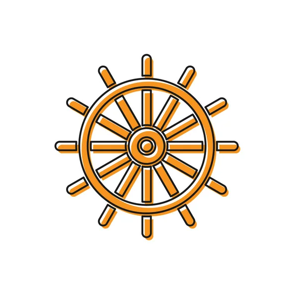 オレンジ色の船のステアリングホイールアイコンは、白い背景に隔離された。ベクターイラスト — ストックベクタ