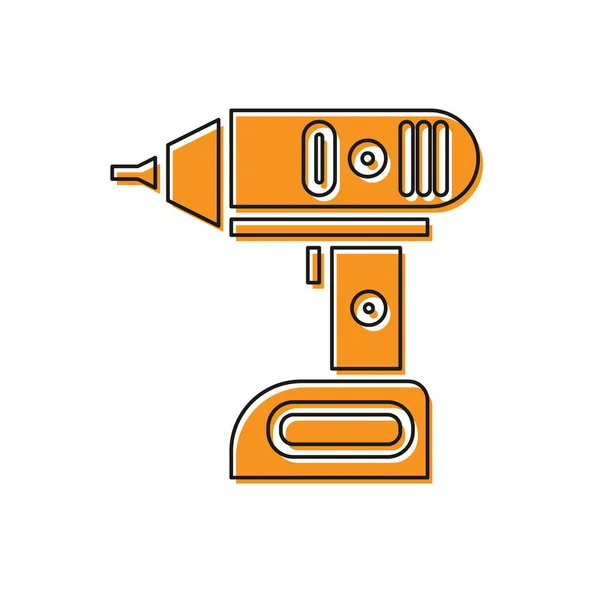 Ícone de chave de fenda sem fio Orange Electric isolado no fundo branco. Máquina de broca elétrica. Ferramenta de reparo. Ilustração vetorial —  Vetores de Stock