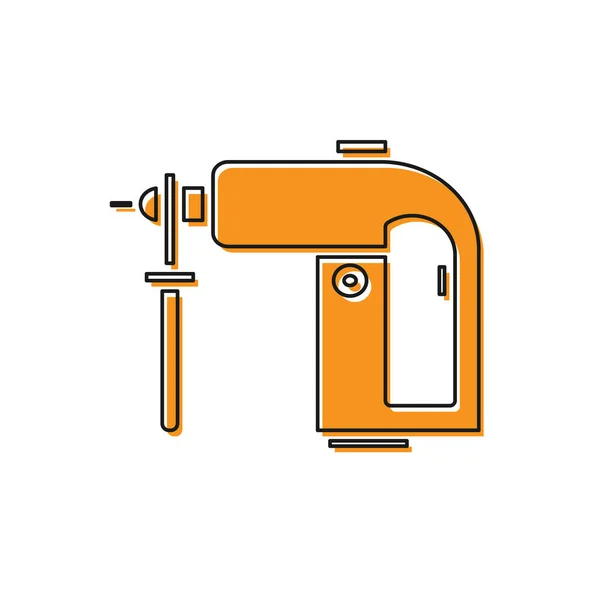 橙色电动旋转锤钻机图标隔离在白色背景上. 施工、修整、维修工作的工具. 病媒图解 — 图库矢量图片