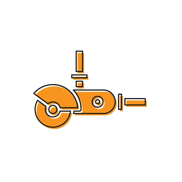 Orangefarbenes Winkelschleifer-Symbol isoliert auf weißem Hintergrund. Vektorillustration — Stockvektor