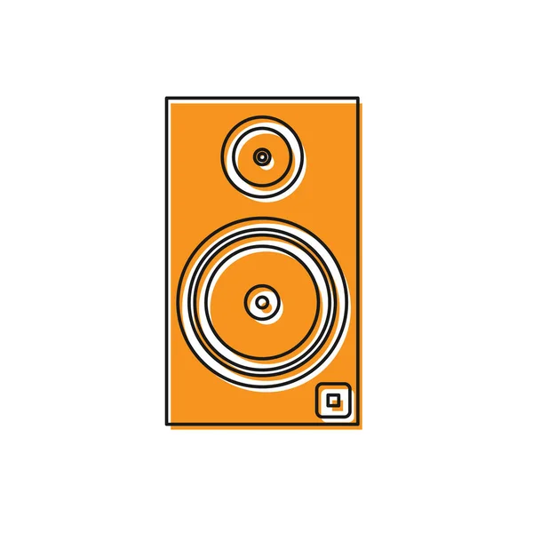Ikona oranžového stereofonního reproduktoru je izolována na bílém pozadí. Reproduktory zvukového systému. Ikona hudba. Muzikál z hudebního sloupu. Vektorová ilustrace — Stockový vektor