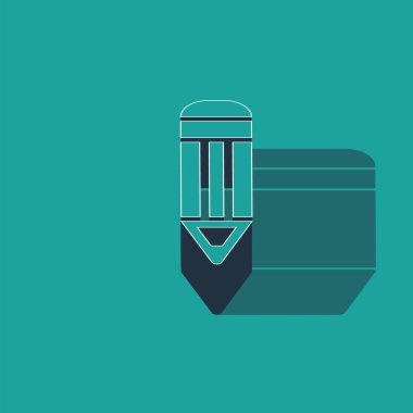 Yeşil arkaplanda izole edilmiş Isometric kalem simgesi. Eğitim işareti. Çizim ve eğitim araçları. Okul sembolü. Vektör İllüstrasyonu