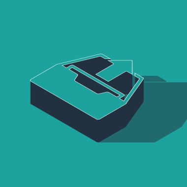 Isometric gelen kutusu simgesi yeşil arkaplanda izole edildi. Dosyaları arşivden çıkar. Vektör İllüstrasyonu