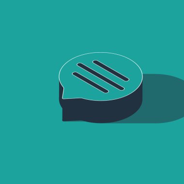 Isometric Konuşma balonu sohbet simgesi yeşil arka planda izole. İleti simgesi. İletişim ya da yorum sohbet sembolü. Vektör İllüstrasyonu