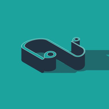 Yeşil arkaplanda Isometric Route konum simgesi izole edildi. Harita işaretçisi işareti. Yol ya da yol kavramı. GPS yön bulucu. Vektör İllüstrasyonu