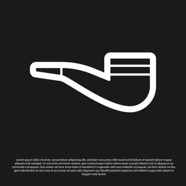 Siyah arka planda izole edilmiş duman simgesi olan siyah tüten pipo. Tütün piposu. Vektör İllüstrasyonu