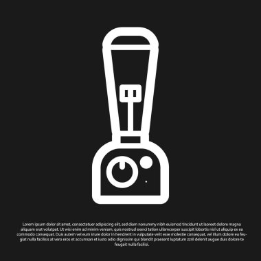 Siyah arka planda yalıtılmış Siyah Blender simgesi. Kase ile Mutfak elektrik sabit karıştırıcı. Pişirme smoothies, kokteyl veya meyve suyu. Vektör İllüstrasyonu