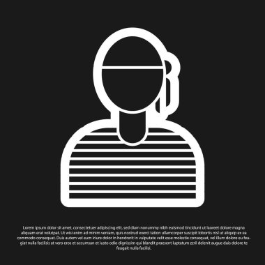 Siyah Denizci Kaptan ikonu siyah arka planda izole edildi. Vektör İllüstrasyonu