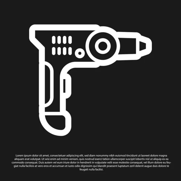 Black Electric drill machine icon isolated on black background. Repair tool. Vector Illustration — Stock Vector