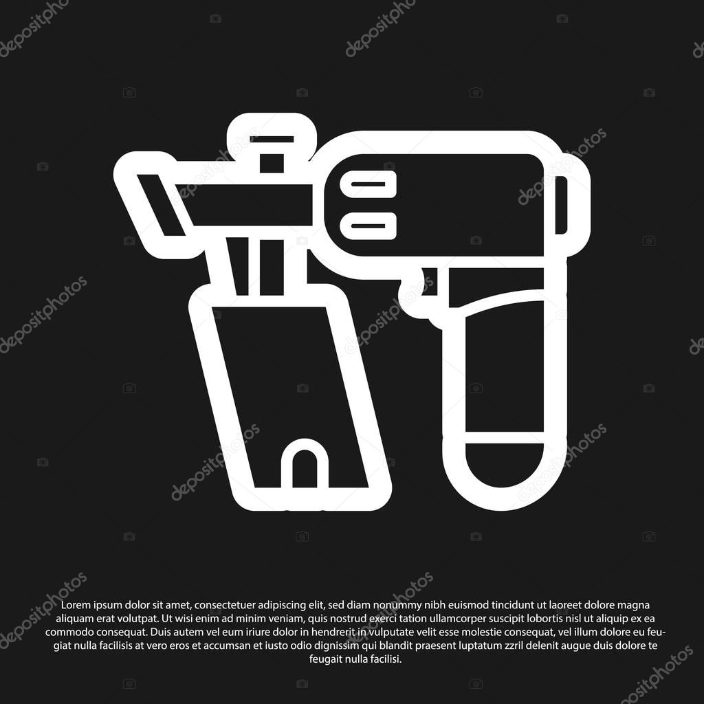 Black Nail gun icon isolated on black background. Vector Illustration