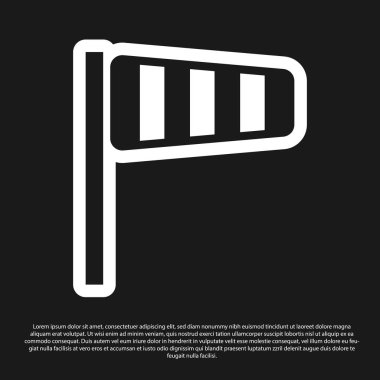 Black Cone meteorolojisi rüzgar gülü ikonu siyah arka planda izole edilmiş. Rüzgâr Sock rüzgarın yönünü ve gücünü gösteriyor. Vektör İllüstrasyonu