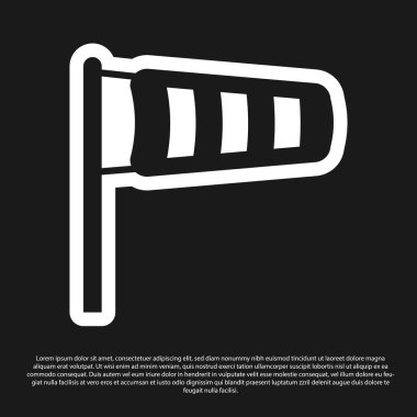 Black Cone meteorolojisi rüzgar gülü ikonu siyah arka planda izole edilmiş. Rüzgâr Sock rüzgarın yönünü ve gücünü gösteriyor. Vektör İllüstrasyonu