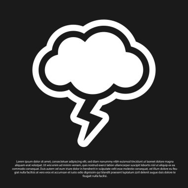 Siyah arka planda yalıtılmış Black Storm simgesi. Bulut ve şimşek işareti. Fırtınanın hava ikonu. Vektör İllüstrasyonu