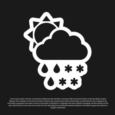 Siyah arka plan üzerinde izole kar ve yağmur simgesi ile Black Cloud. Hava durumu simgesi. Vektör İllüstrasyonu