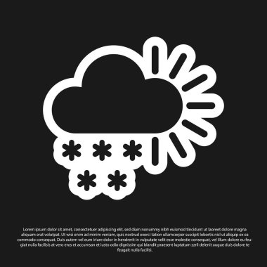 Siyah arkaplanda kar ikonu olan kara bulutlu. Kar taneli bulut. Tek hava ikonu. Kar tabelası. Vektör İllüstrasyonu