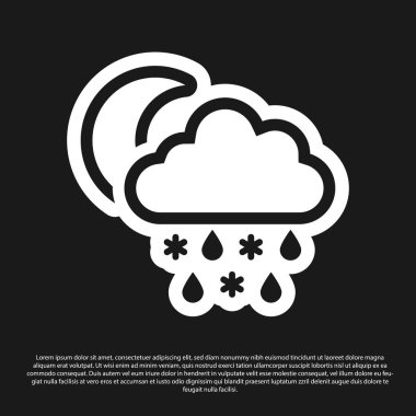 Siyah arka plan üzerinde izole kar ve yağmur simgesi ile Black Cloud. Hava durumu simgesi. Vektör İllüstrasyonu