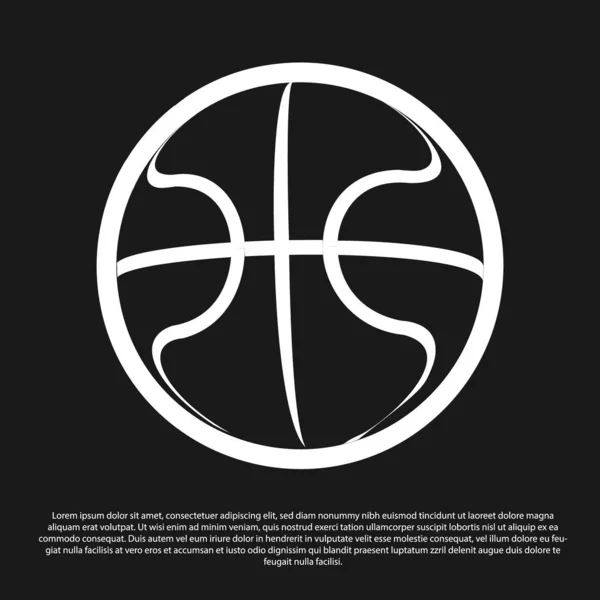 Icono de pelota de baloncesto negro aislado sobre fondo negro. Símbolo deportivo. Ilustración vectorial — Archivo Imágenes Vectoriales