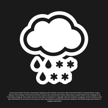 Siyah arka plan üzerinde izole kar ve yağmur simgesi ile Black Cloud. Hava durumu simgesi. Vektör İllüstrasyonu