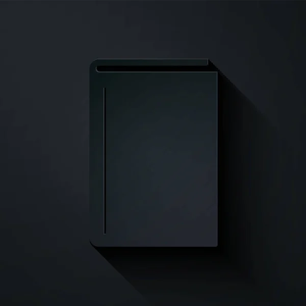 Livro de corte de papel ícone isolado no fundo preto. Estilo de arte de papel. Ilustração vetorial — Vetor de Stock