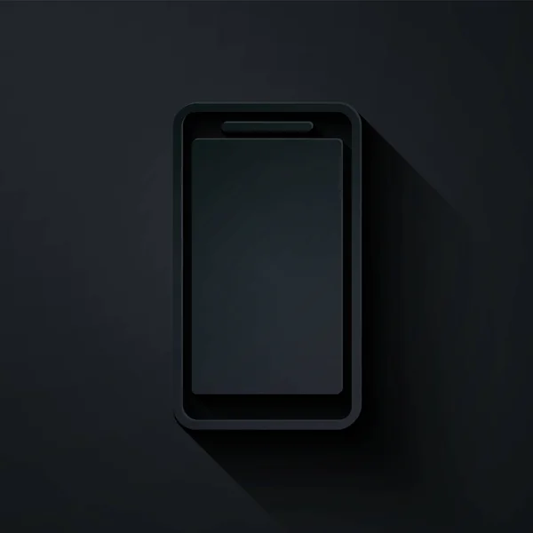 Papiergeschnittenes Smartphone, Handy-Symbol isoliert auf schwarzem Hintergrund. Papierkunst. Vektorillustration — Stockvektor