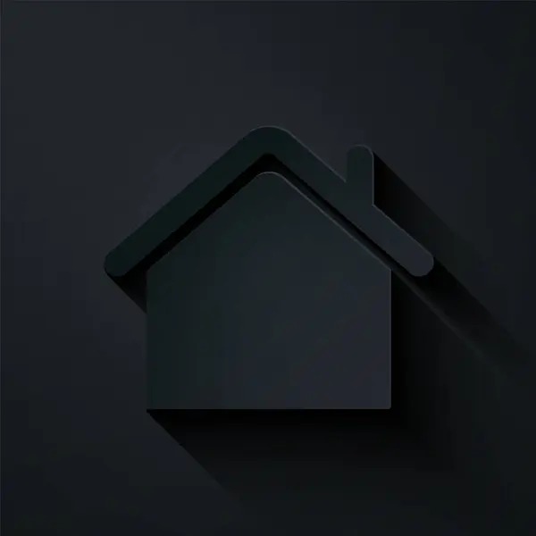 Χαρτί περικοπή House εικονίδιο απομονώνονται σε μαύρο φόντο. Σύμβολο σπιτιού. Στυλ χάρτινης τέχνης. Εικονογράφηση διανύσματος — Διανυσματικό Αρχείο
