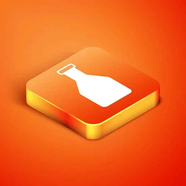 Isometric Ketchup Bottle Icon Isolated Orange Background Vector Illustration — Stock Vector