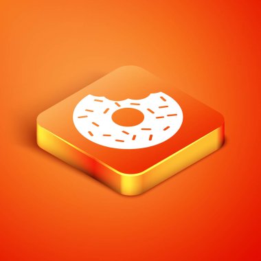 Turuncu arka planda tatlı jöleli Isometric Donut. Vektör İllüstrasyonu