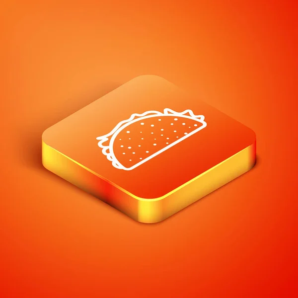 Taco Isométrique Avec Icône Tortilla Isolée Sur Fond Orange Restauration — Image vectorielle