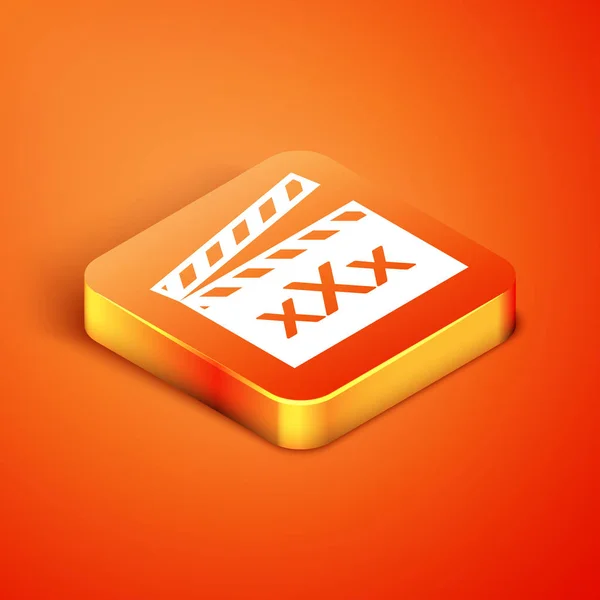 Isometrischer Filmklöppel Mit Aufschrift Xxx Symbol Isoliert Auf Orangefarbenem Hintergrund — Stockvektor