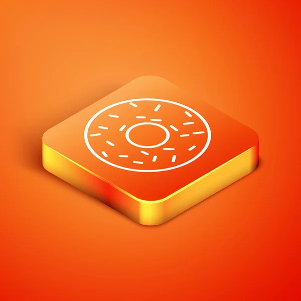 Izometrický Kobliha Ikonou Sladké Glazury Izolované Oranžovém Pozadí Vektorová Ilustrace — Stockový vektor