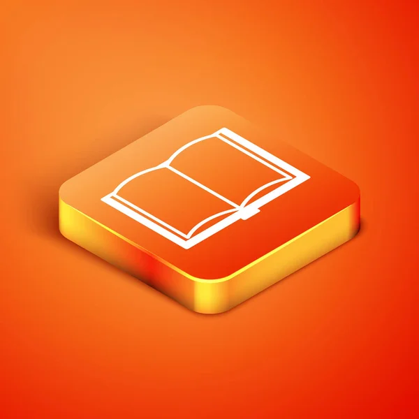 Isometric Open Book Icon Isolated Orange Background Vector Illustration — Stock Vector