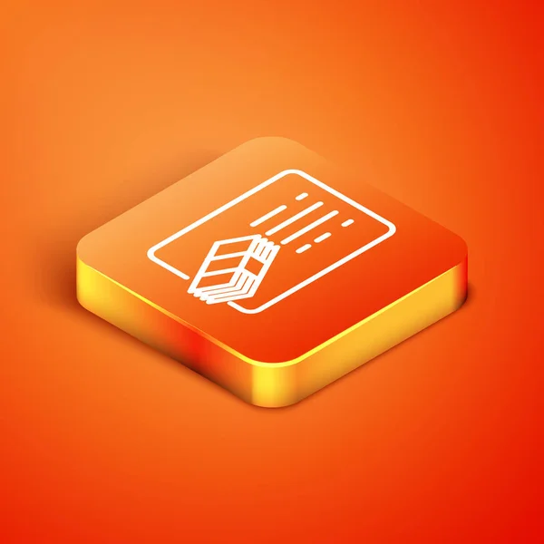 Isometric Financial Document Line Icon Isolated Orange Background Invoice Money — Stock Vector