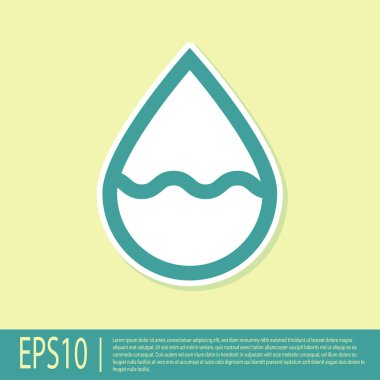 Yeşil Su Damlası simgesi sarı arkaplanda izole edildi. Vektör İllüstrasyonu