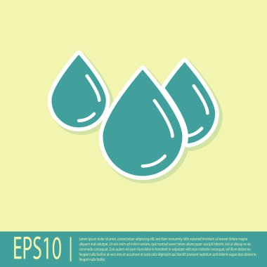 Yeşil Su Damlası simgesi sarı arkaplanda izole edildi. Vektör İllüstrasyonu