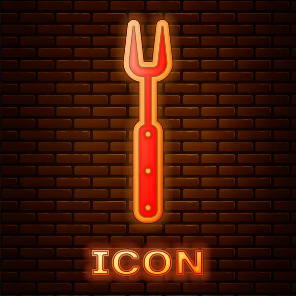 Svítící Neonová Ikona Barbecue Grilu Izolovaná Pozadí Cihlové Zdi Značka — Stockový vektor