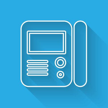 Beyaz Hat House dahili iletişim sistemi simgesi uzun gölgeli izole edildi. Vektör İllüstrasyonu