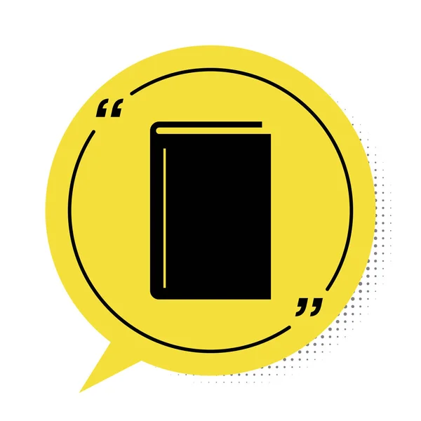 Ikona Czarnej Księgi Białym Tle Żółty Symbol Bańki Mowy Ilustracja — Wektor stockowy